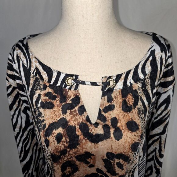 Hearts of Palm Wild Side Animal Print 3/4 Sleeve Tunic Size XL - Picture 6 of 9